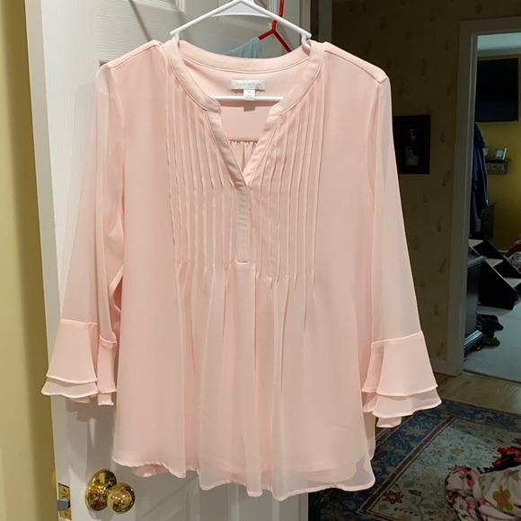 Charter Club Tops - Charter Club Doubled Ruffle Solid Pin Tuck Top